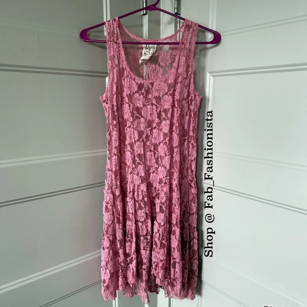 Free People Pink Lace Dress medium